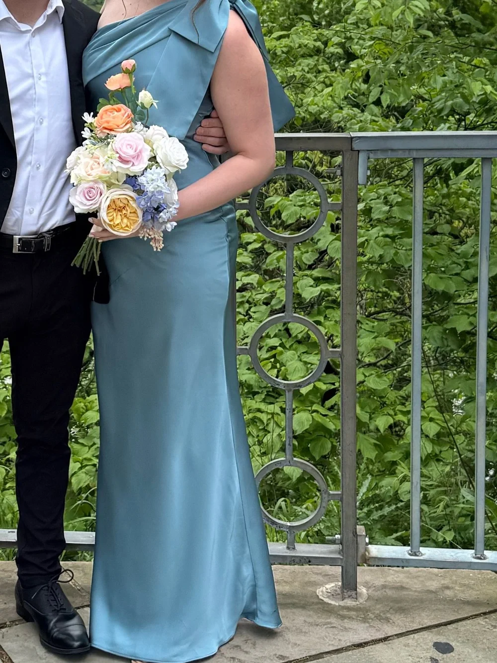 Azazie Yuanna Stretch Satin Moody Blue Bridesmaid Dress - Picture 6 of 6